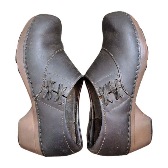 Dansko Casual Clogs Dark Brown Leather Slip On Ankle Boots Women's Size 5.5-6 - Picture 2 of 8
